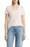 Caslon Short Sleeve V-neck T-shirt In Pink Lotus- Ivory Vines