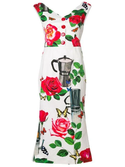 Dolce & Gabbana Floral Design Dress In Cream