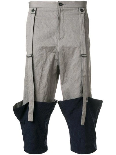 Chalayan Turned Up Hem Cropped Trousers In Grey