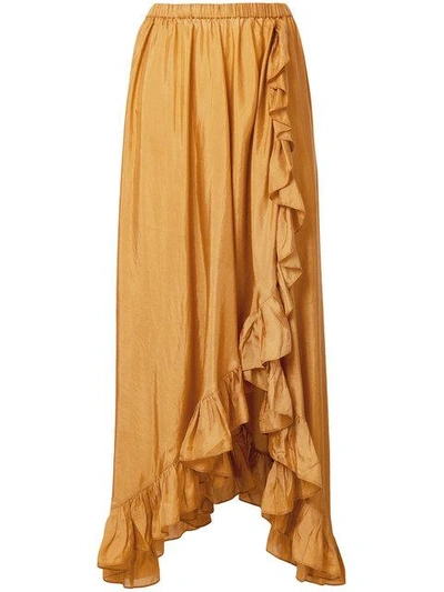 Mes Demoiselles Ruffled Maxi Skirt - Brown