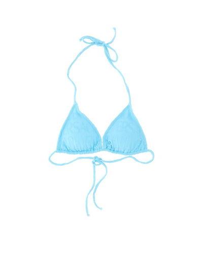 Versace X Dua Lipa Logo Terry Bikini Top In Blue
