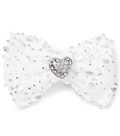 Self-portrait Kids' Embellished Bow Hair Clip In White