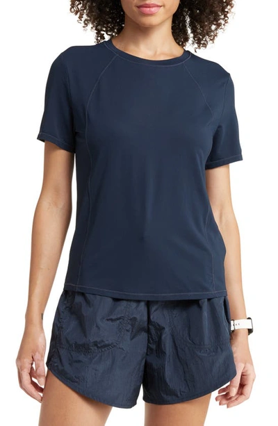 Zella Breeze Thru Mesh Active T-shirt In Navy Sapphire