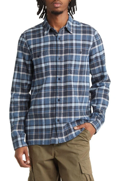 Officine Generale Ahmad Twill Check Button Down Shirt In Strmblu/fadeblu/b