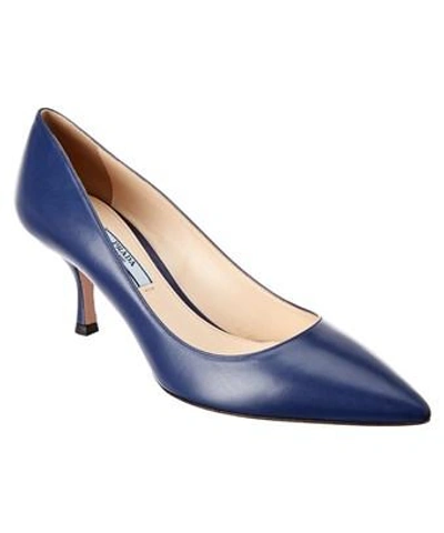 Prada 65 Leather Pointy In Blue