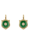 Gucci 18k Yellow Gold Le Marché Des Merveilles Jade & Diamond Feline Drop Earrings In Yellow Gold/ Green Jade