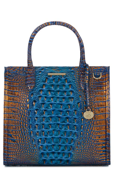 Brahmin Caroline Croc Embossed Leather Satchel In Deep Azure