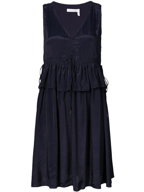 See By ChloÉ Drawstring Peplum Dress In Blue | ModeSens