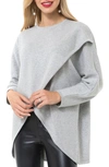 Accouchée Let Loose Crossover Long Sleeve Maternity Nursing Knit Top In Gray