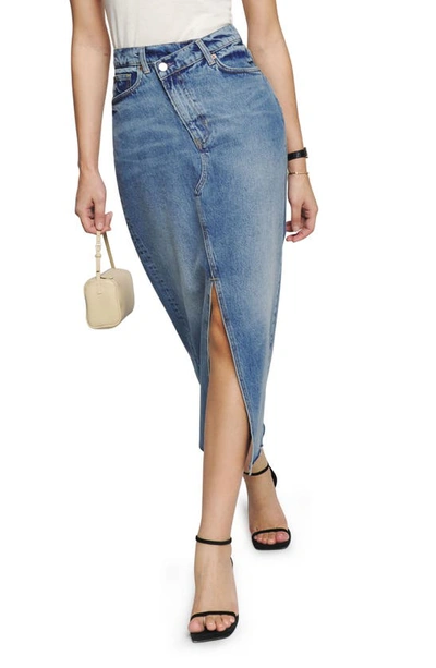 Reformation Nila Long Denim Skirt In Galway