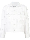 Oscar De La Renta Leaf Detail Denim Jacket - White