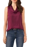 Vince Camuto Hammered Satin Sleeveless Cowl Neck Top In Grape Wine