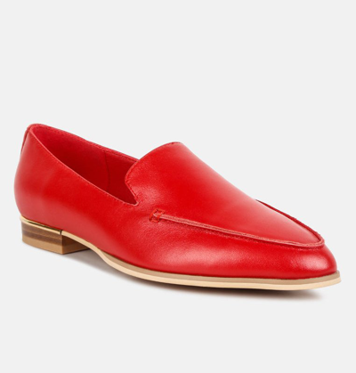 Rag & Co Richelli Metallic Sling Detail Loafers In Red