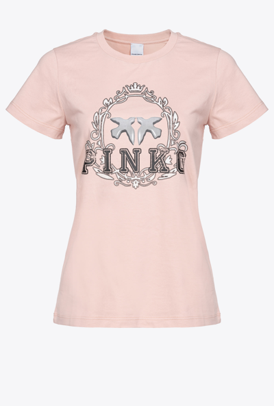 Pinko Logo-print Cotton T-shirt In Rosy Cloud