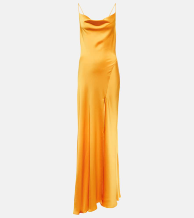 Simkhai Finley Satin-finish Sleeveless Dress In Gold