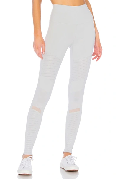 Alo Yoga High Waist Moto Legging In Dove Grey & Dove Grey Glossy