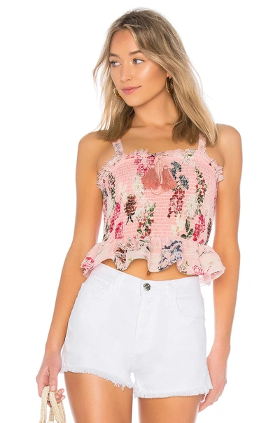 Nicholas Shirred Crop Top In Pink