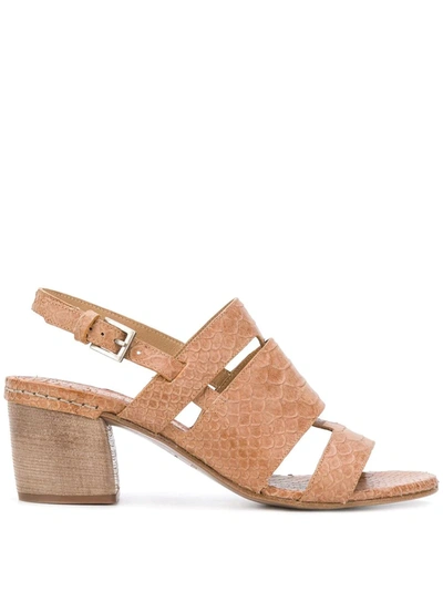 Del Carlo Penelope Python-effect Sandals In Neutrals