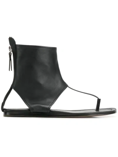 Agl Attilio Giusti Leombruni Zip Back Thong Sandals In Black