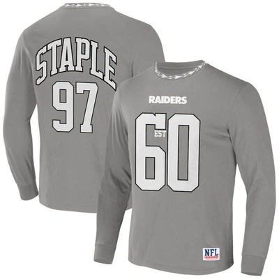 Staple Nfl X  Grey Las Vegas Raiders Core Team Long Sleeve T-shirt