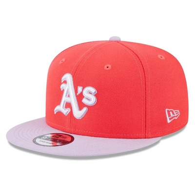 New Era Men's  Red, Purple Oakland Athletics Spring Basic Two-tone 9fifty Snapback Hat In Red,purple
