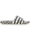 Adidas Originals Women's Originals Adilette Farm Slide Sandals, White/black In Core Black / Ftwr White