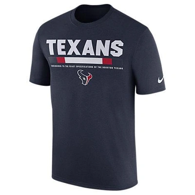 Nike Men's Houston Texans Nfl Legend Staff T-shirt, Blue