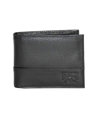 Roots Mens Slim Wallet With Non Removable Top Flap Black