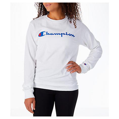 Champion Women S Cotton Long Sleeve T Shirt White Modesens