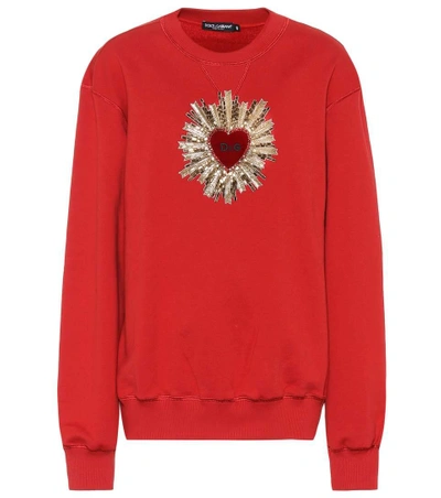Dolce & Gabbana 缀饰棉质运动衫 In Red