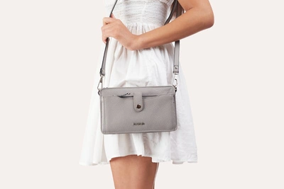 Kiko Leather Wallet Crossbody In Grey