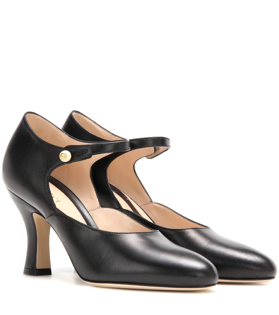 Gucci Mary-jane Leather Pumps In Eero | ModeSens