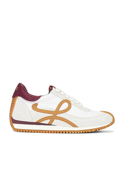 Loewe Suede Leather And Nylon Flow Runner Sneakers In White_raspberry