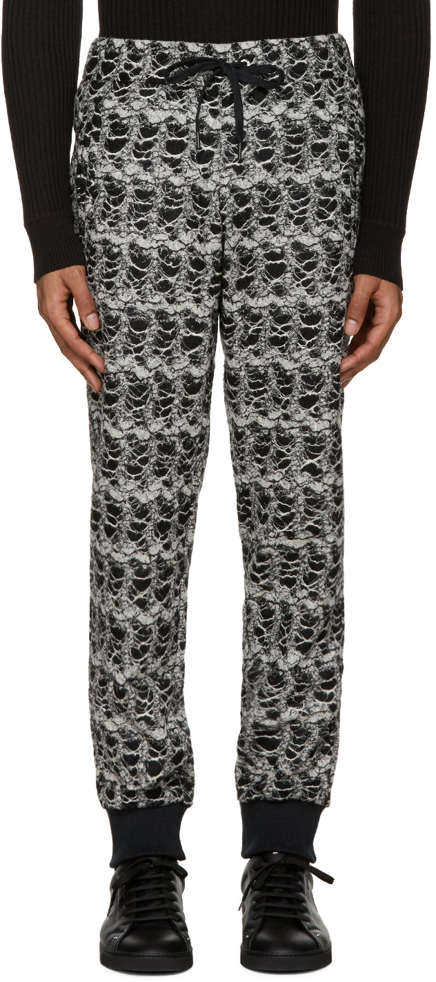 Versace Black & White Textured Lounge Pants | ModeSens