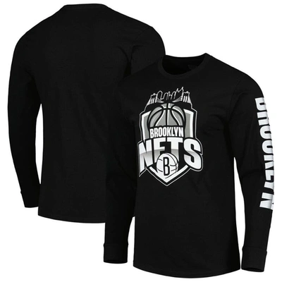 Stadium Essentials Unisex   Black Brooklyn Nets Nba Crest Long Sleeve T-shirt