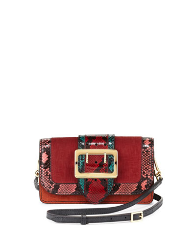 Leather Patchwork Bag In Python Print 