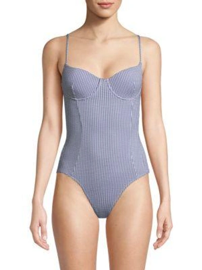 Solé East Isabella One-piece Swimsuit In Navy White Micro Gingham
