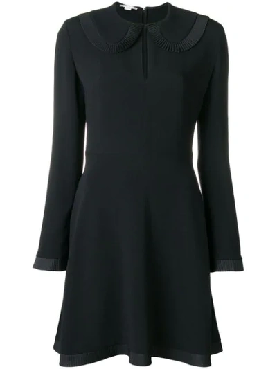 Stella Mccartney Long-sleeve Pleated-ruffle Mini Dress In Black