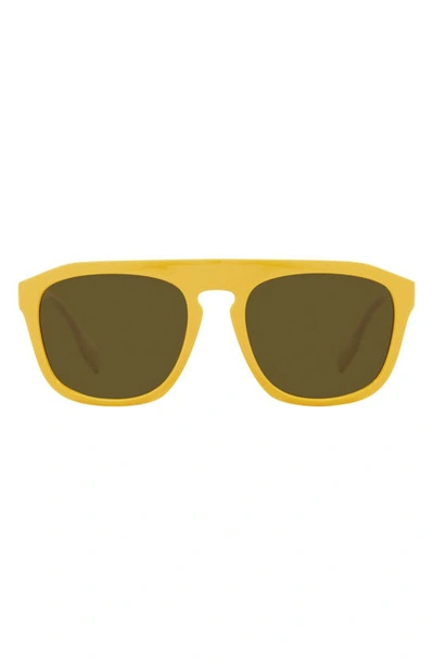 Burberry Wren 57mm Square Sunglasses In Brown / Yellow