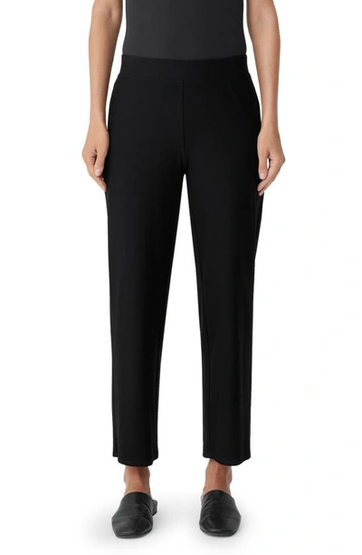 Eileen Fisher Stretch Crepe Ankle Crop Straight Leg Trousers In Black