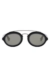 Fendi Around Round Sunglasses In Shiny Black / Smoke