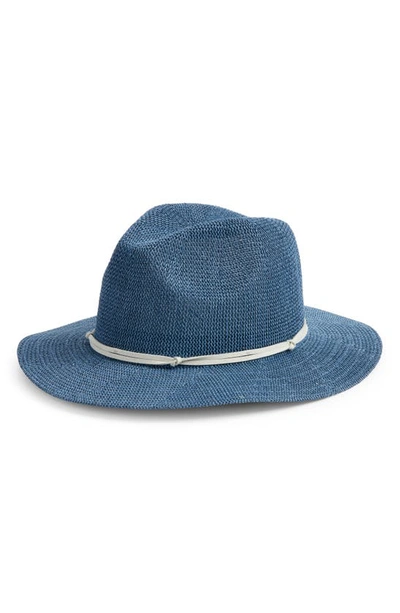 Treasure & Bond Packable Straw Panama Hat In Blue Combo