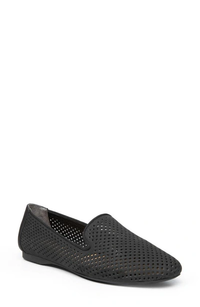 Me Too Perforated Loafer In Black Nubuck