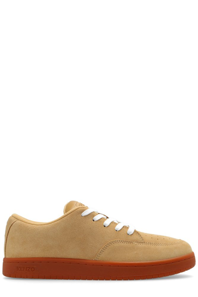 Kenzo Dome Leather Trainers For Men Dark Camel Mens