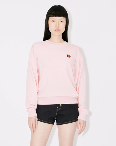 Kenzo Boke Flower Crest Logo Wool Sweater In Pink