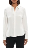 Theory Classic Fitted Silk Shirt In Ivory