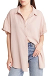 Treasure & Bond Oversize Short Sleeve Tunic In Pink Adobe