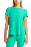 Beyond Yoga On The Down Low T-shirt In Green Grass Heather