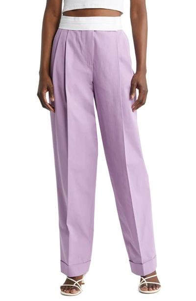 Nackiyé Gentlewoman Pleated High Waist Cotton Gabardine Trousers In Lilac