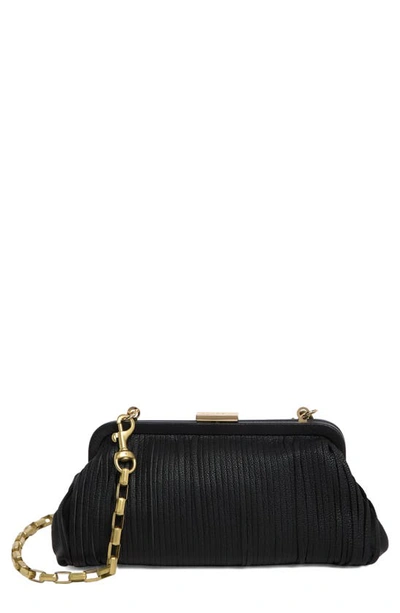 Clare V Fran Fran Leather Clutch In Black Luxe Goat